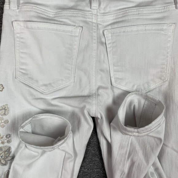 Miss Me Jeans Womens Size 24 Ankle Skinny White Floral Embroidery Party Preppy - Picture 8 of 13